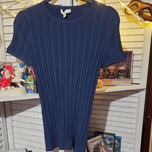 Design History Deep Blue Textured Knit Top - Sz SM